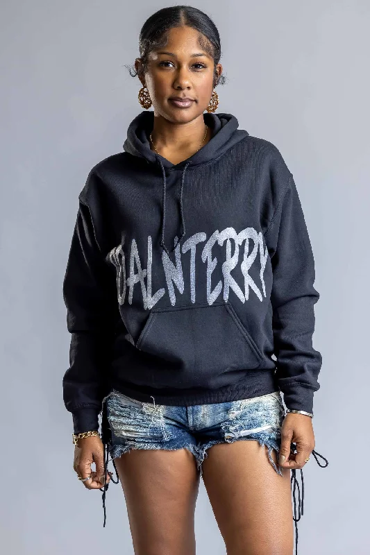 Embroidery Design BLK N SILVER CNT OVERLAY HOODIE
