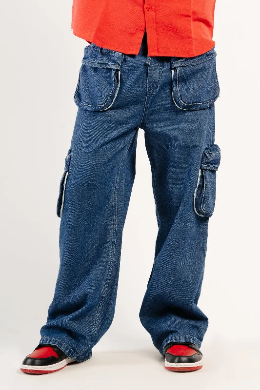 Urban Style Men's Contrast Piping Cargo Pants