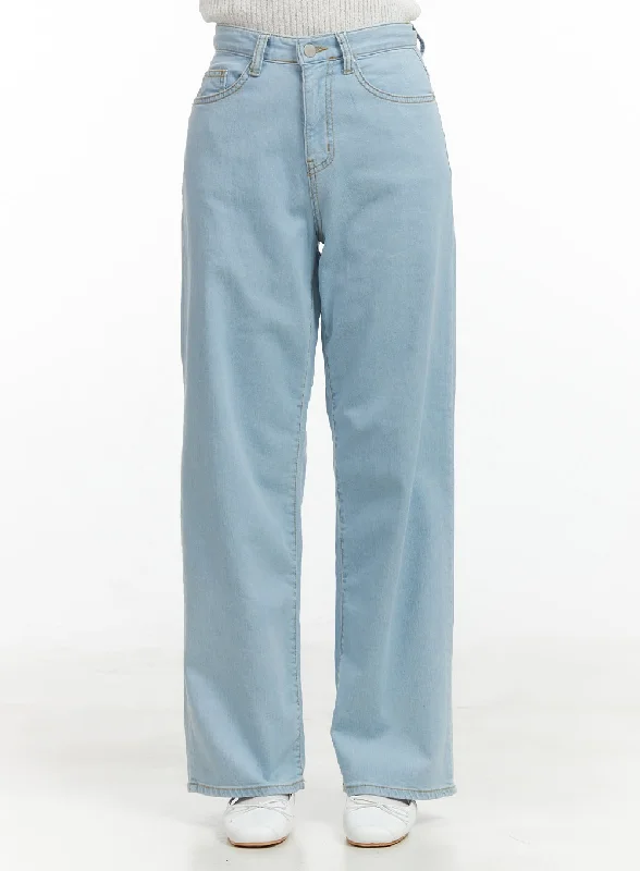 Design And Tailoring Washed Low Rise Loose Straight Jeans OL416