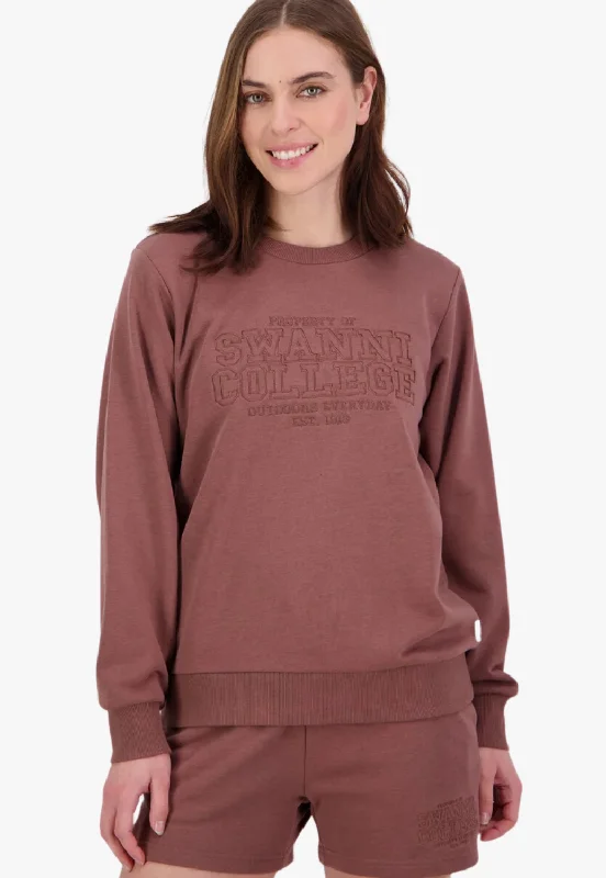 Literary Style Swanndri Womens Scholar Embroidered Crewneck Sweatshirt