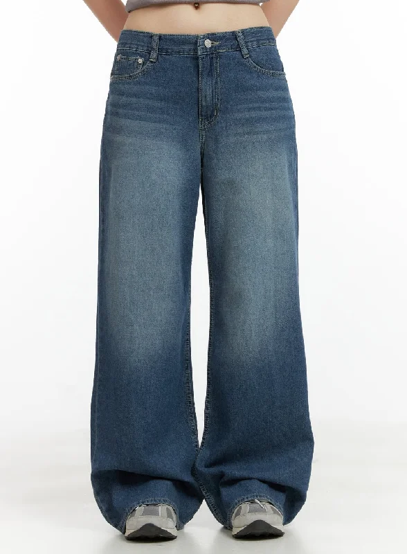 Trendy Items Low-Rise Washed Denim Baggy Jeans CL422