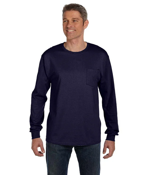 American Style 5596 - Hanes Mens Authentic-T Long-Sleeve Pocket T-Shirt | Navy