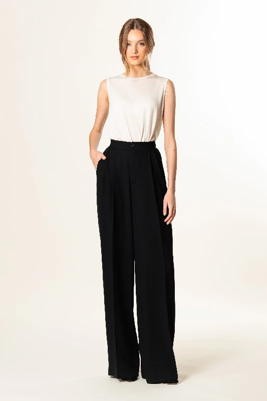 Soft Style Trousers "BORDEAUX MAXI " / Light Wool Crepe