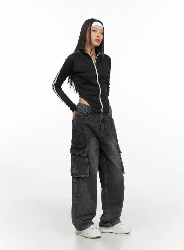 Cozy Look Neve Washed Cargo Denim Jeans IS427