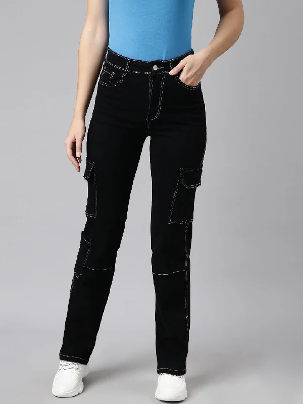 Easy Style Women Straight Fit Denim Black Corgo Jean
