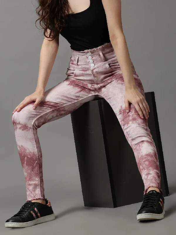 End Of The Year Women's Mauve Solid Skinny Fit Denim Jeans