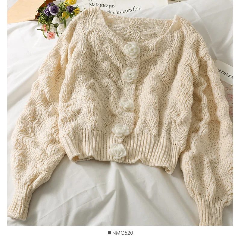 Cozy Outfit Sweater women's autumn three-dimensional flower sweet long sleeved sweater 1882 Cozy Outfit Sweater women's autumn three-dimensional flower sweet long sleeved sweater 1882