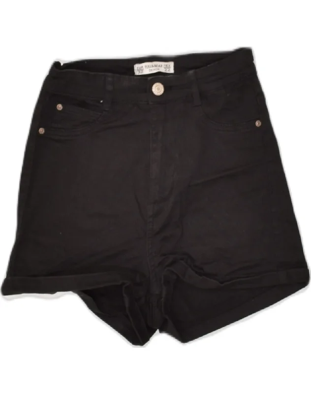 Chic Relaxation PULL & BEAR Womens Denim Shorts W22 2XS Black Cotton
