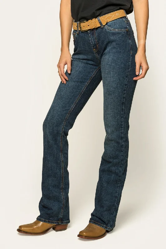 Casual Chic Megan Womens Low-Rise Bootleg Jeans - Classic Blue
