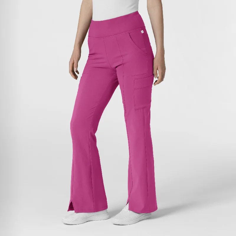 Casual And Comfortable RENEW Women's Cargo Flare Scrub Pant - Raspberry
