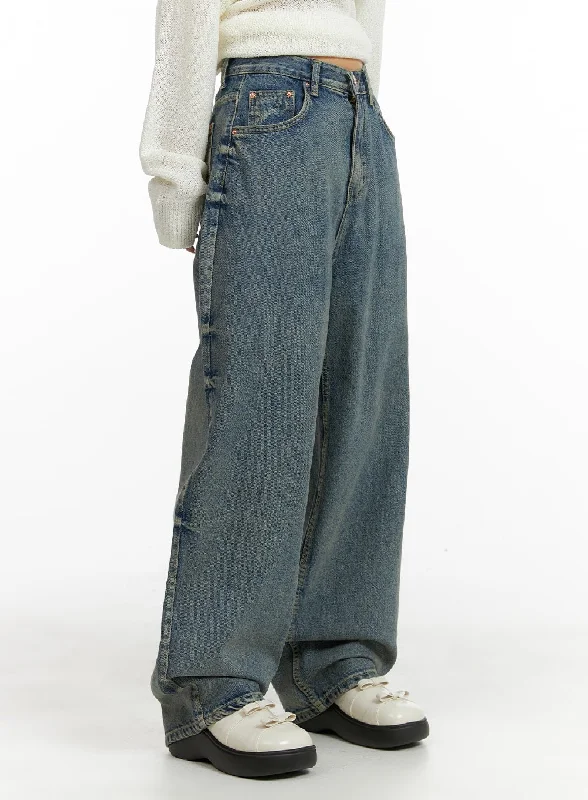 British Style Urban Chic Washed Baggy Jeans CM411
