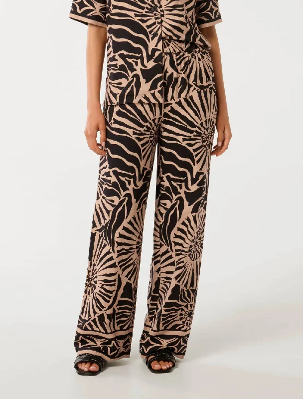 Cool Style Ella Printed Elastic Waist Wide Leg Pants