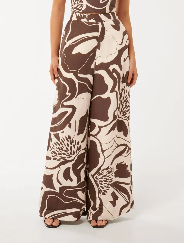 Printed Patterns Ebony Linen Wide Leg Pants