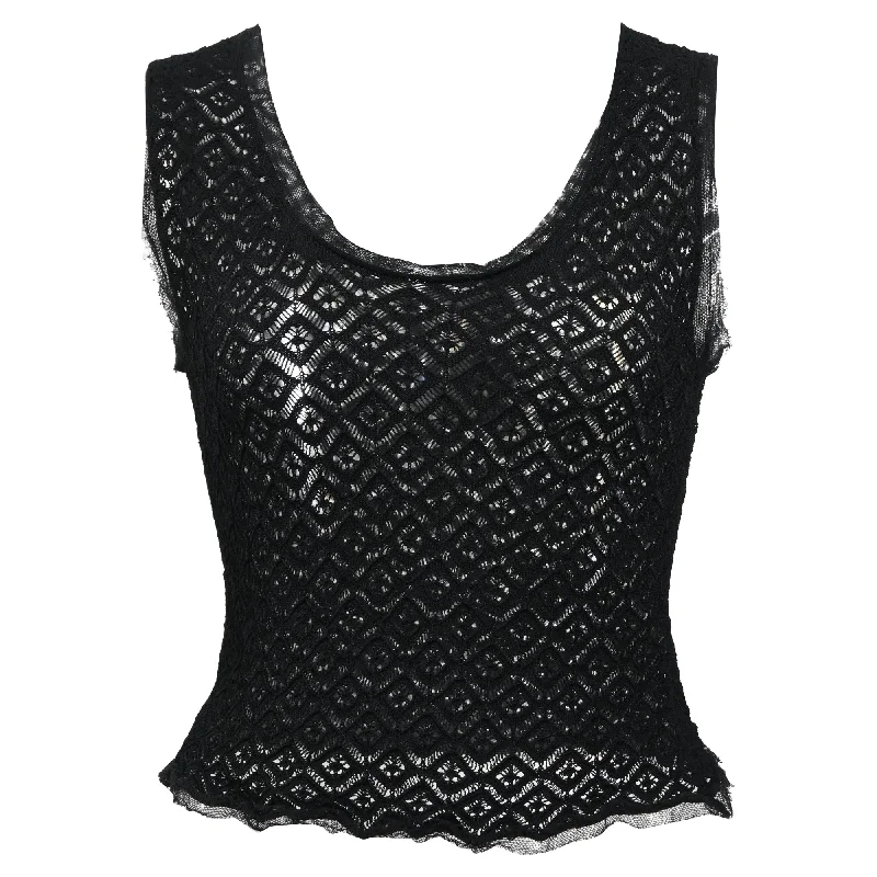 Classic Style Dolce & Gabbana Crochet Sleeveless Top in Black Cotton