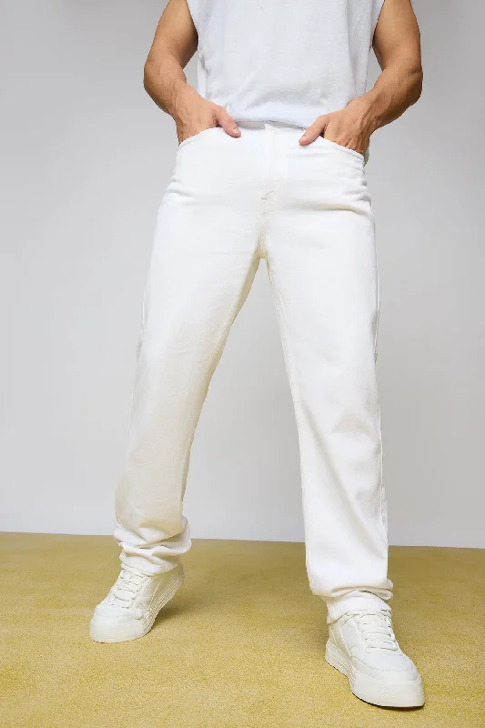 Leisure Travel Urban White Men's Tapered Jeans