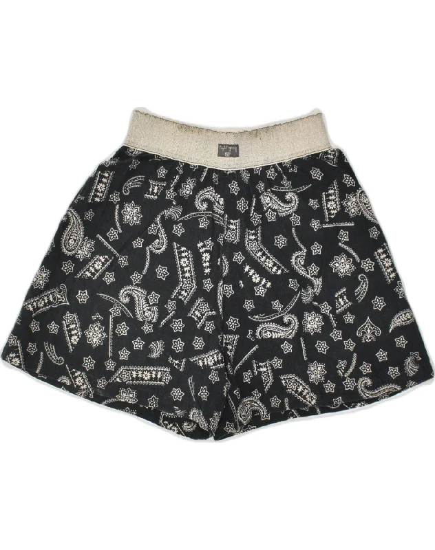 Floral Prints BELFE Womens Casual Shorts UK 16 Large W32 Black Paisley Cotton