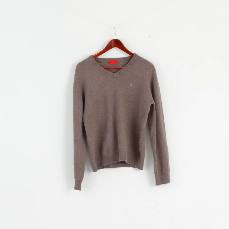 Free And Comfortable Pringle Of Scotland Womens L Jumper Taupe 100% Wool Classic Sweater V Neck Free And Comfortable Pringle Of Scotland Womens L Jumper Taupe 100% Wool Classic Sweater V Neck