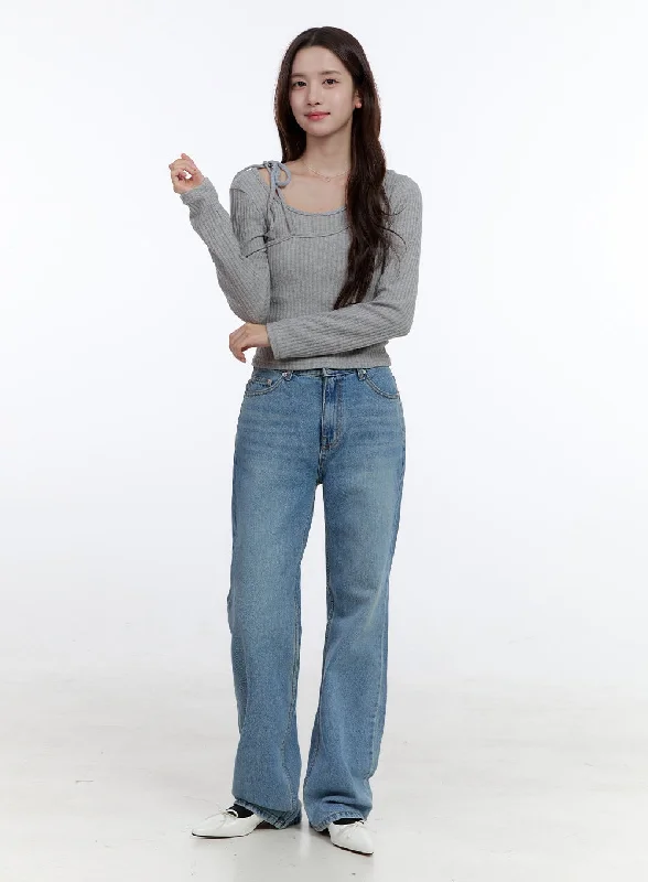 High-end Fabrics Autumn DenimDream Wide Leg Jeans OO407