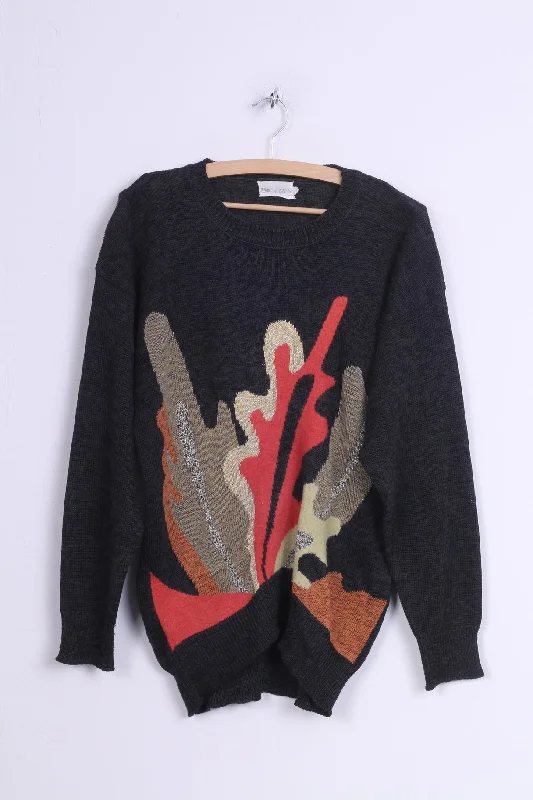 Noble Temperament Junior Miss Womens L Jumper Sweater Navy Crew Neck Cotton Vintage
