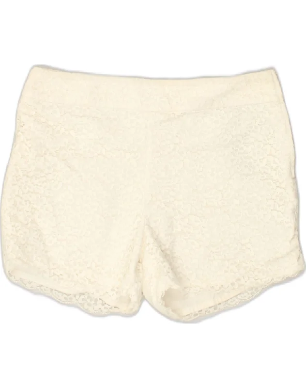 Black And White Style MASSIMO DUTTI Womens Hot Pants US 10 Large W30 White Cotton