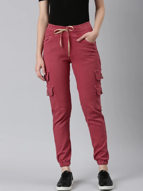 Advanced Design Women Mauve Solid Regular Fit Denim Jeans