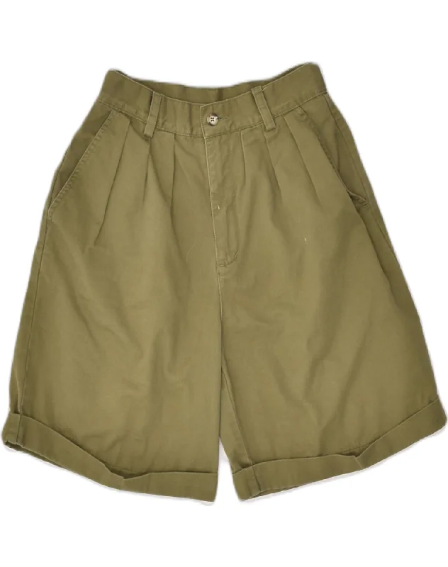 High-quality Fabrics VINTAGE Womens Casual Shorts UK 6 XS W25 Khaki Cotton