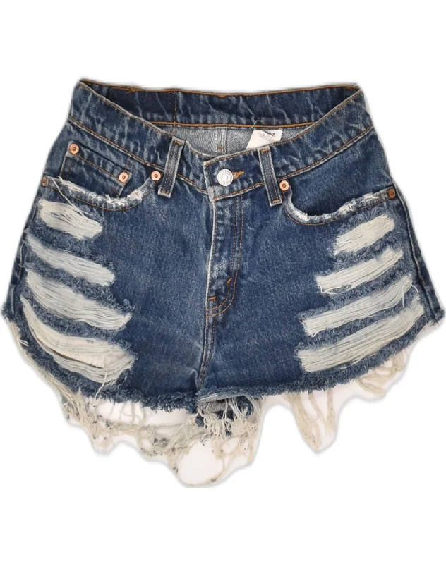 New Design LEVI'S Womens Distressed Denim Shorts US 3 Small W27 Blue Cotton