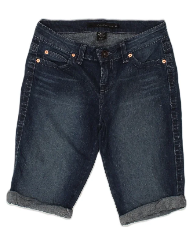 Sports Yoga Style CALVIN KLEIN Womens Denim Shorts US 4 Small W27 Blue Cotton