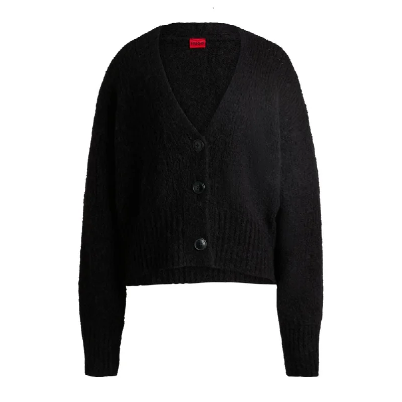 Casual Chic Wear Oversize-fit cardigan with V neckline and cropped length