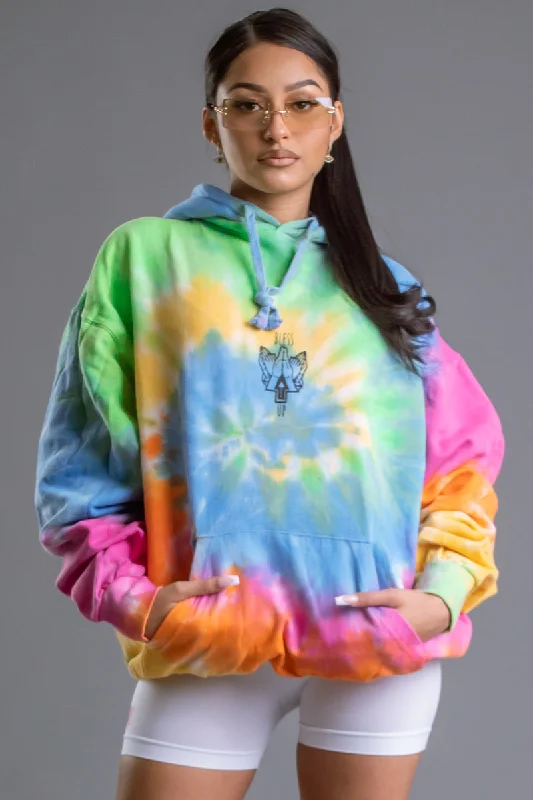 Boutique display TIE DYE N BLK BLESS UP HOODIE