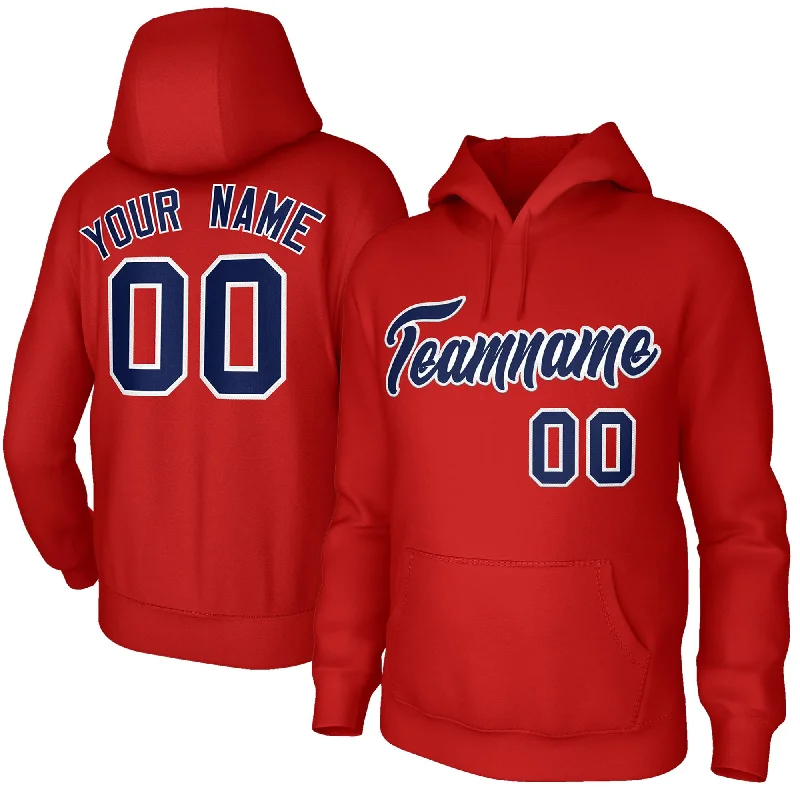 Street Style Custom Stitched Red Navy-White Classic Style Sweatshirt Pullover Hoodie Street Style Custom Stitched Red Navy-White Classic Style Sweatshirt Pullover Hoodie