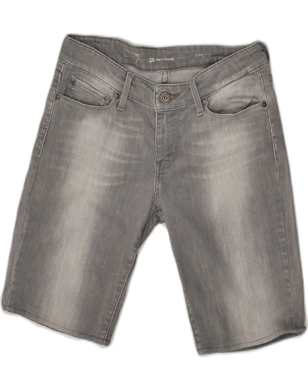 All-Day Wear LEVI'S Womens Demi Curve Denim Shorts W26 Small Grey Cotton