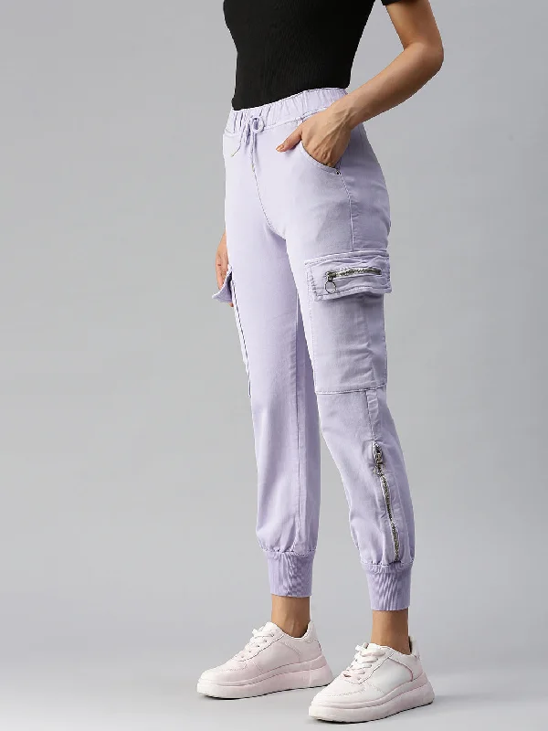Cute Style Women's Lavender Solid Denim Jeans