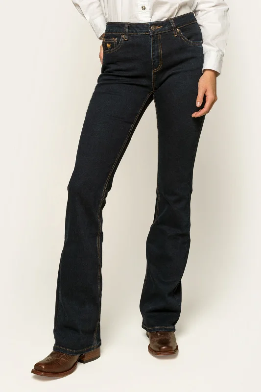 Relaxed Fashion Katherine Womens Mid-Rise Bootleg Jeans - Dark Blue