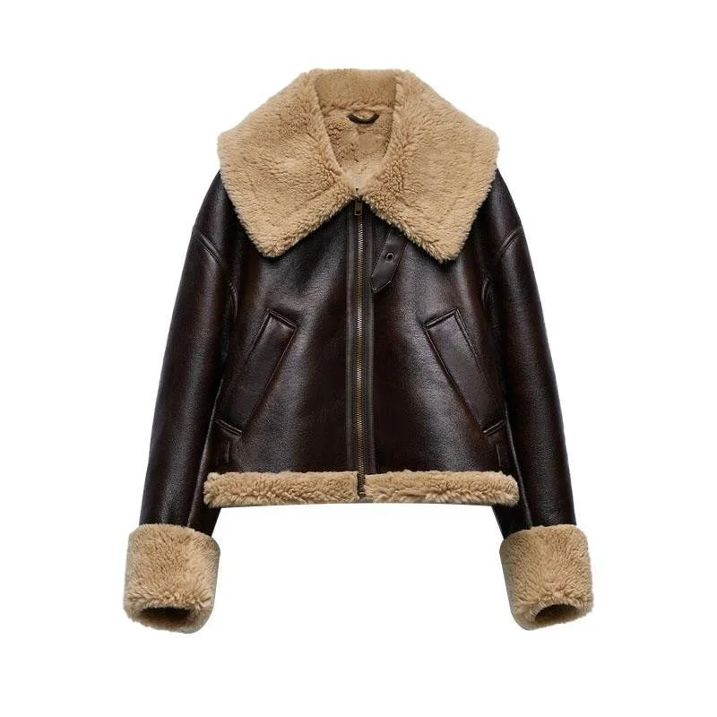 High-end Wear Faux Fur Effect Cropped Coat