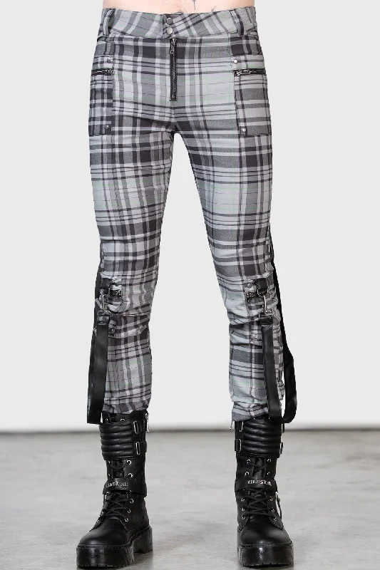 Exquisite Details Office Riot Strappy Trousers [GREY TARTAN]