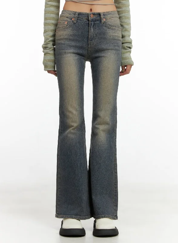 Literary Style Lydia Slim Washed Bootcut Jeans CO424
