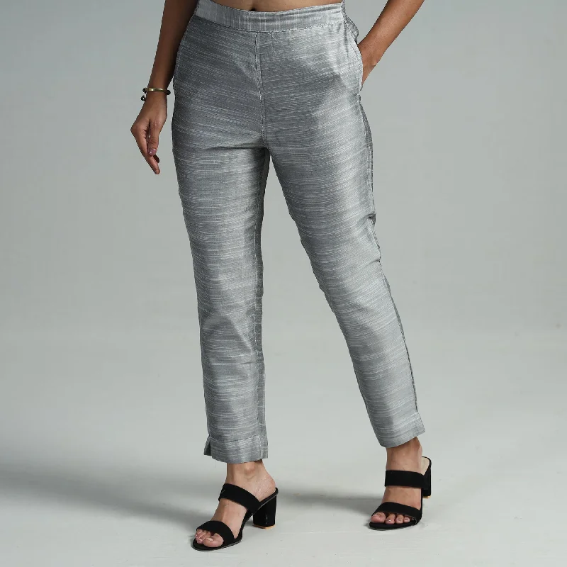 High-end Fashion Grey - Silk Tapered Casual Pant for Women 07