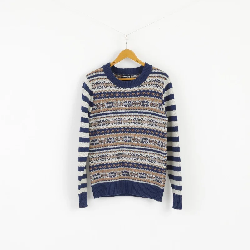 Cool Style Brandsdal Norway Women L Jumper Blue Wool Crew Neck Nordic Long Sweater
