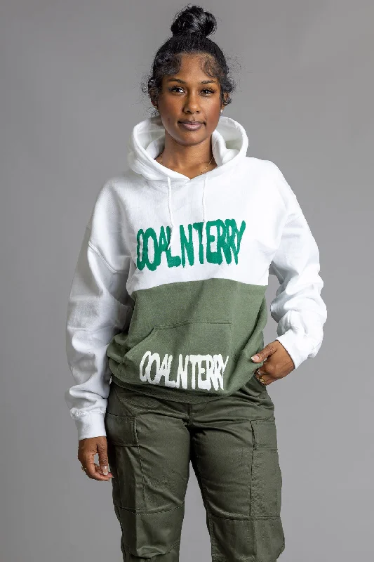 Retro Design WHITE N HEMP PATCHWORK CNT SPRAY HOODIE