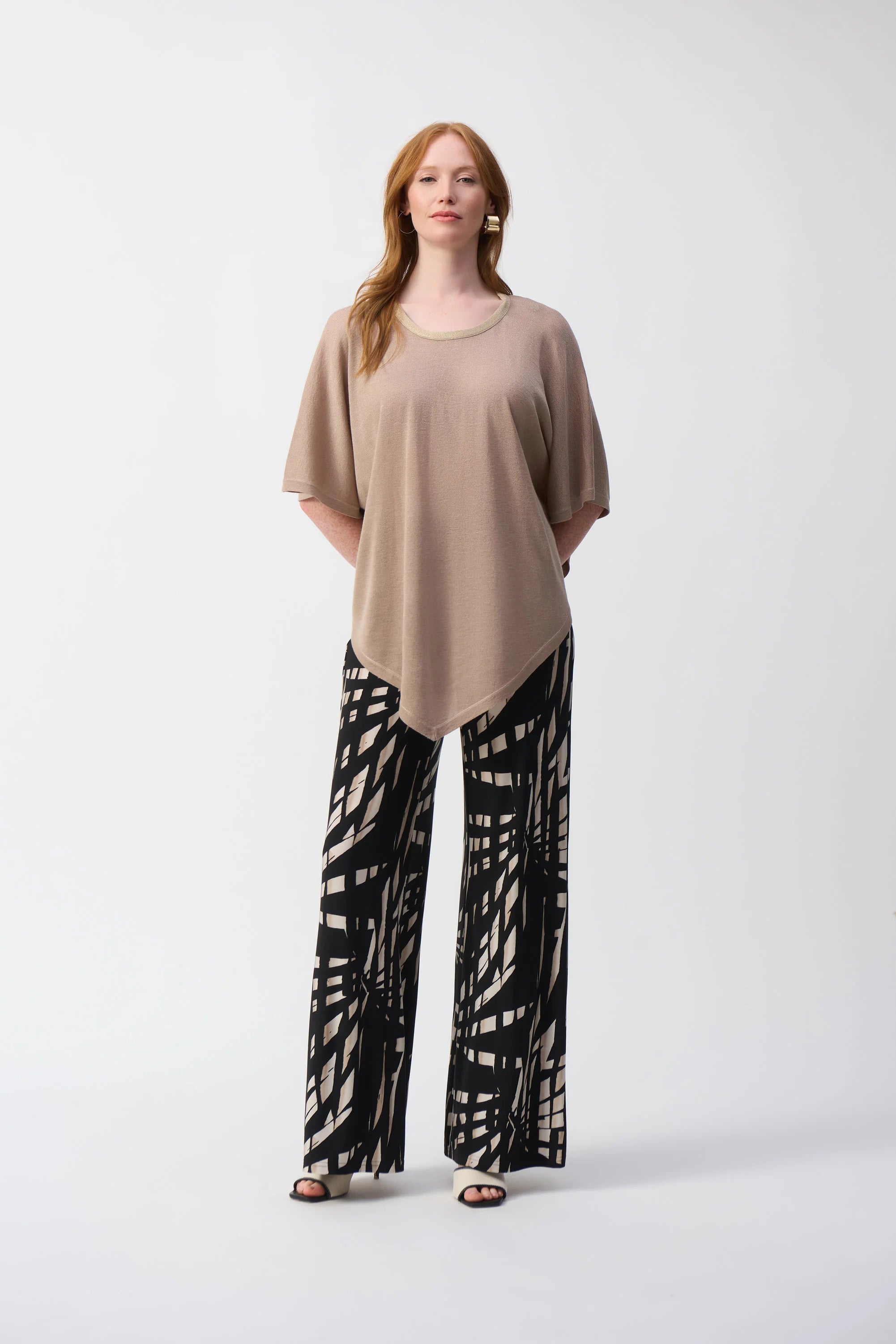 Exquisite Fabrics Joseph Ribkoff Silky Knit Tropical Print Wide Leg Pants