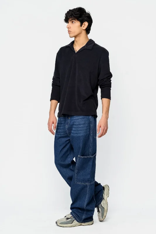 Free And Casual Back Pintuck Straight Men's Jeans