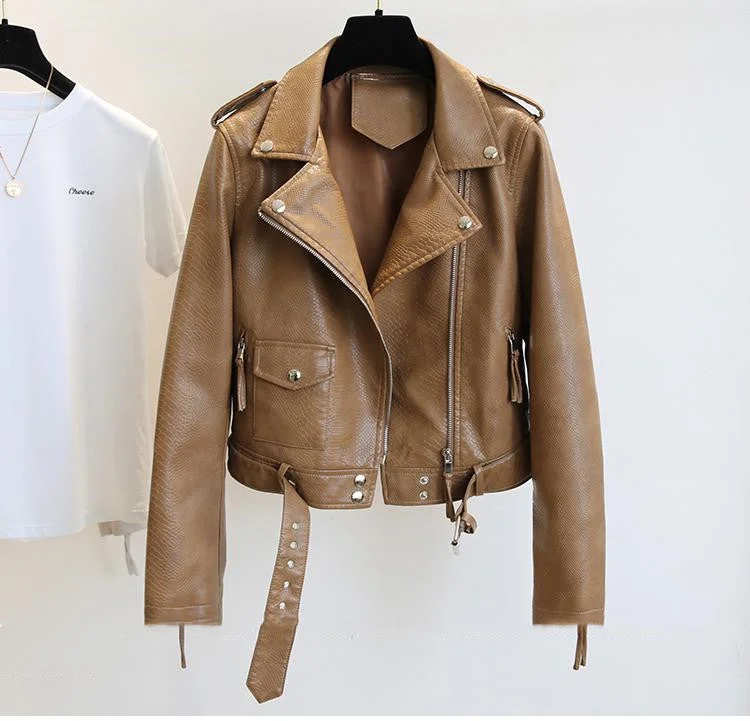 Fashion Design Women's Short Leather Jacket Spring And Autumn