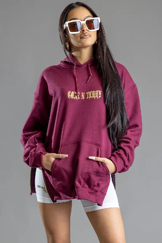 Trendy Wear MAROON ZIP ME UP MINI MEDI HOODIE
