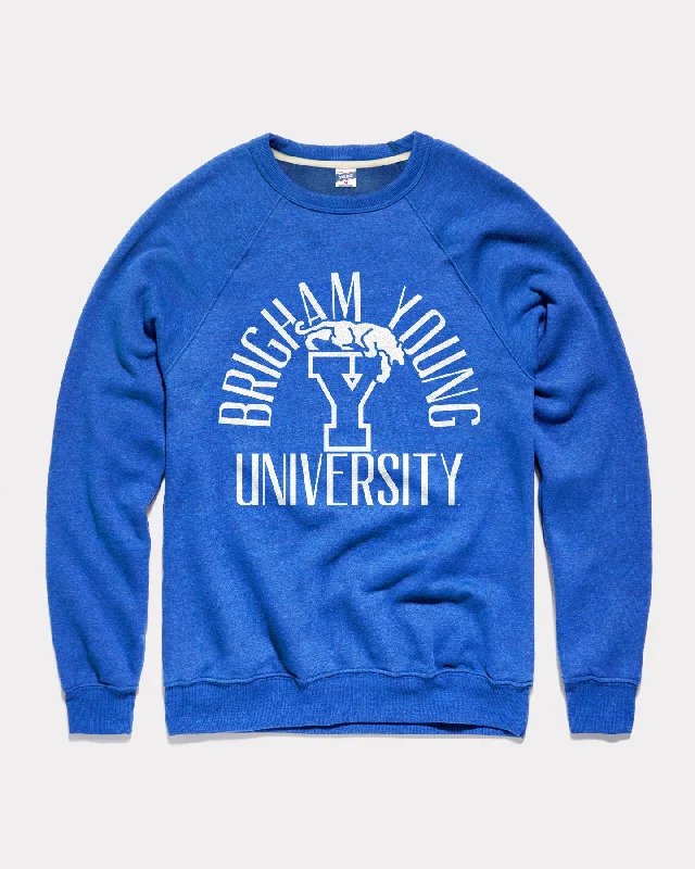 Comfortable Outfits BYU Monogram Arch Royal Crewneck