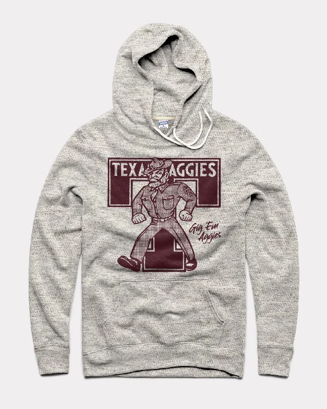 Street Style Suit Texas Aggies Monogram T Athletic Grey Hoodie