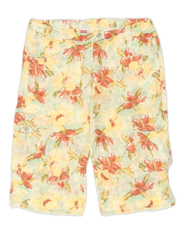 Soft Textures GURU Womens Cargo Shorts W34 Large  Beige Floral