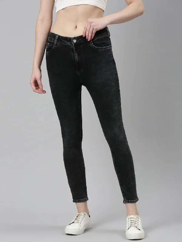 Energy Plan Women Grey Solid Skinny Fit Denim Jeans