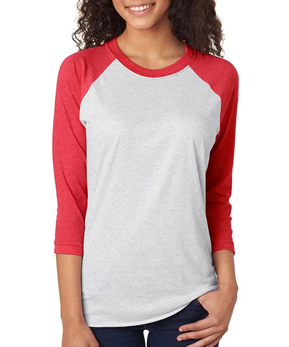 Cute Style 6051 - Next Level Unisex Triblend 3/4-Sleeve Raglan T-Shirt | Vintage Red/Heather White Cute Style 6051 - Next Level Unisex Triblend 3/4-Sleeve Raglan T-Shirt | Vintage Red/Heather White
