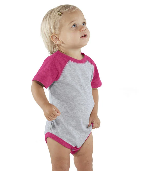 Cozy Shirts RS4430 - Rabbit Skins Infant Baseball Bodysuit | Vintage Heather/Heather Pink
